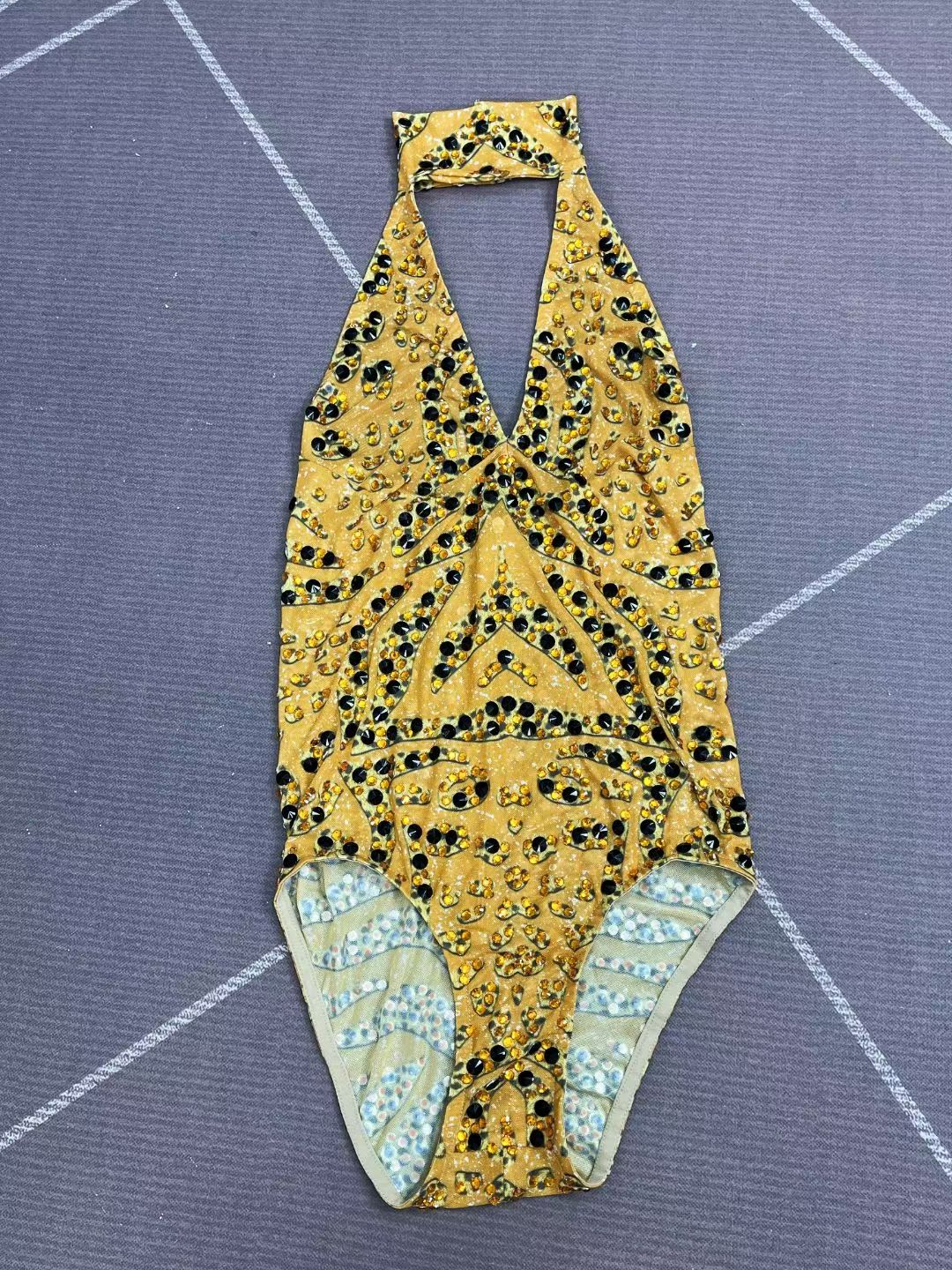 CELESINYI Huobao Crystal Leopard Flame Leotard