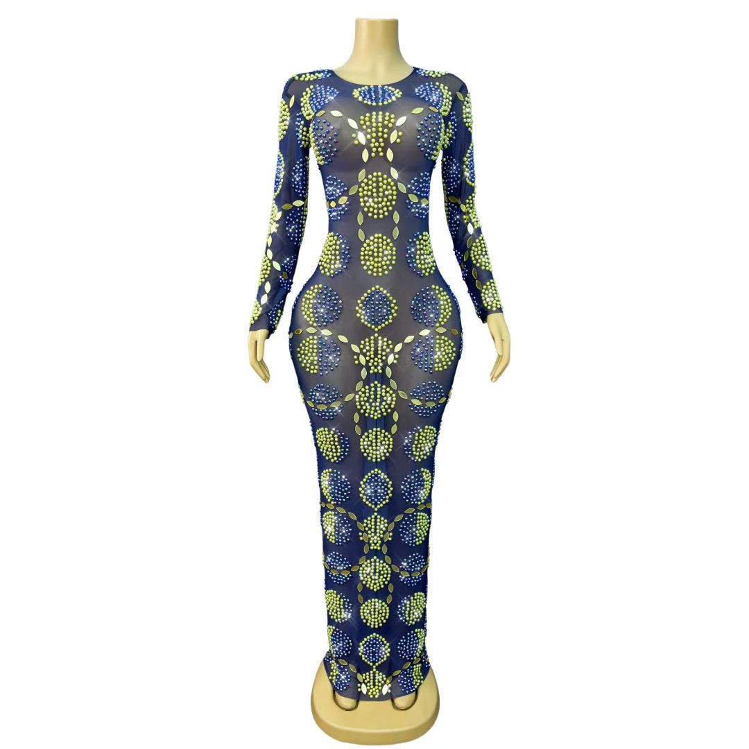 CELESINYI Jinlun Crystal Gold Leaf Beaded Gown