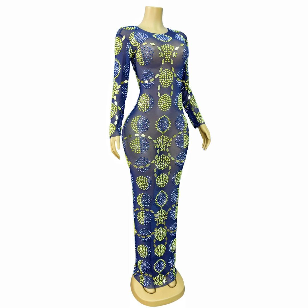 CELESINYI Jinlun Crystal Gold Leaf Beaded Gown