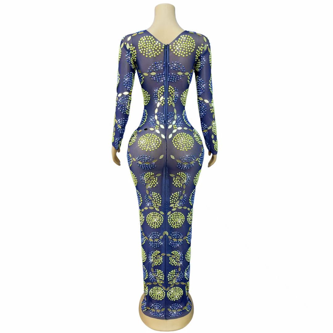 CELESINYI Jinlun Crystal Gold Leaf Beaded Gown