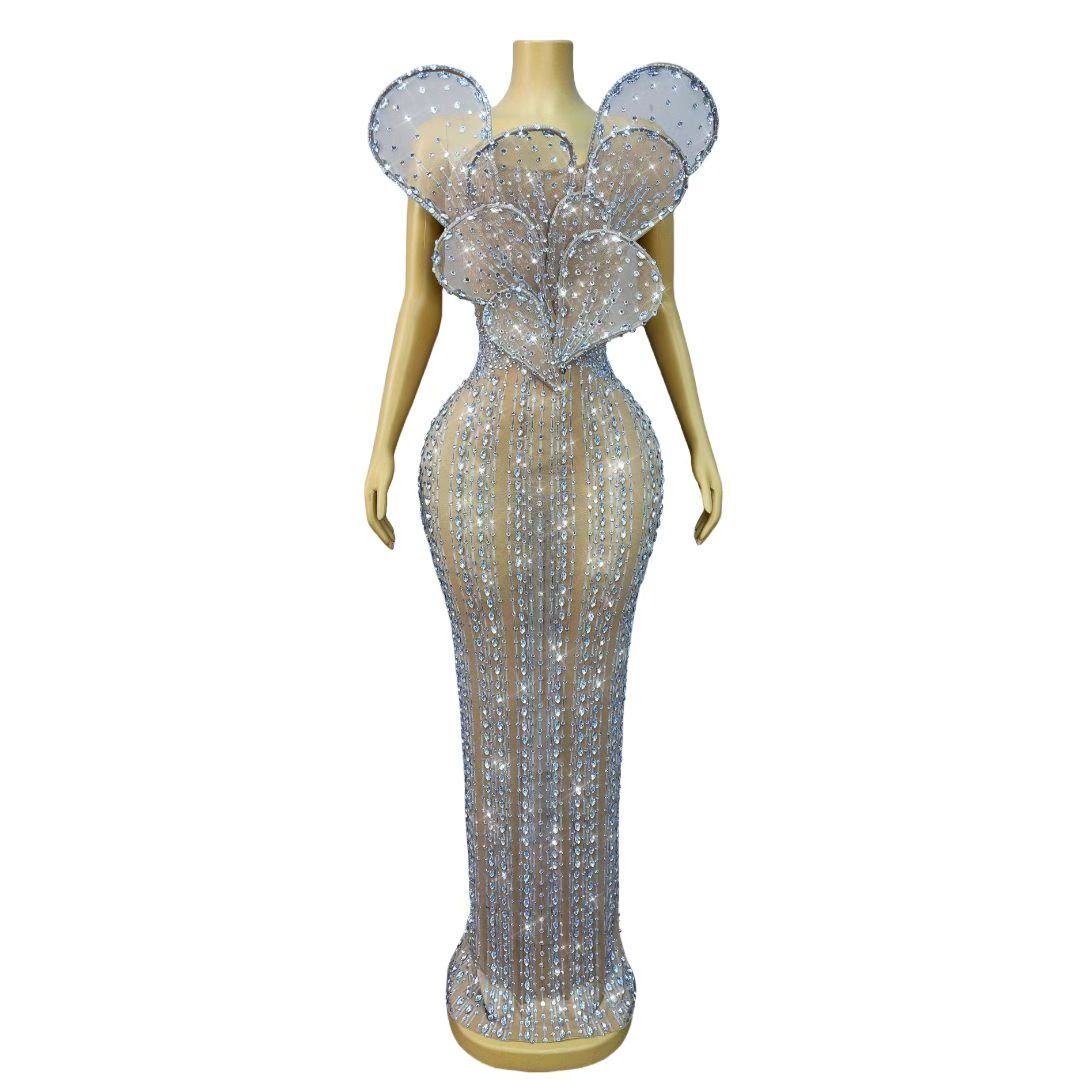 CELESINYI Yehuban Crystal Petal Applique Gown