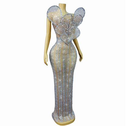 CELESINYI Yehuban Crystal Floral Maxi Dress