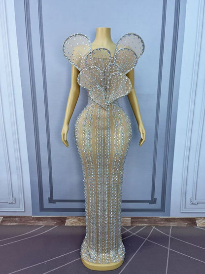 CELESINYI Yehuban Crystal Floral Maxi Dress