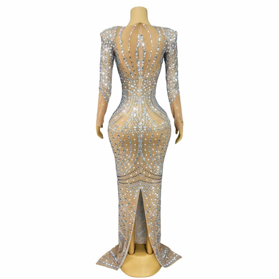 CELESINYI Tengcaiyun Crystal Illusion Padded Gown