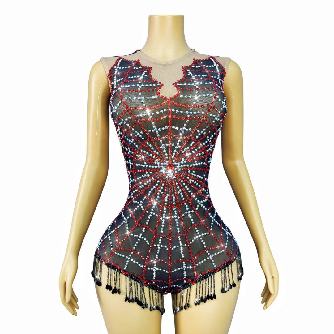 CELESINYI Hongzhizhu Crystal Spider Web Leotard