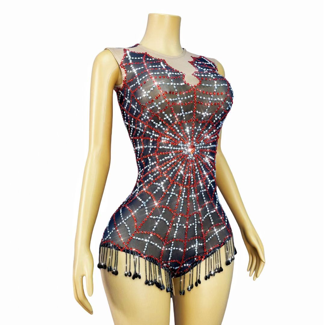 CELESINYI Hongzhizhu Crystal Spider Web Leotard