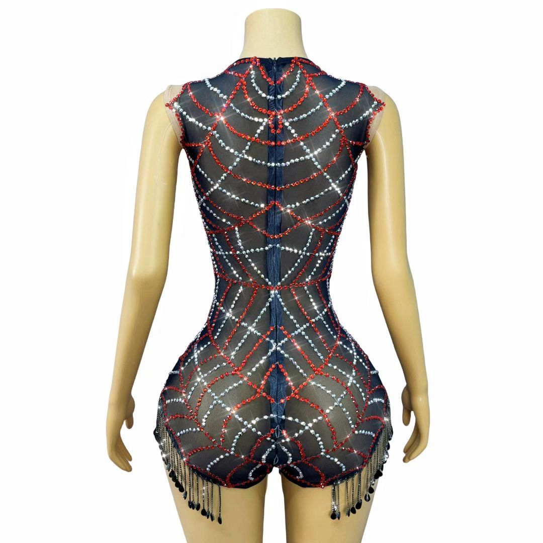CELESINYI Hongzhizhu Crystal Spider Web Leotard