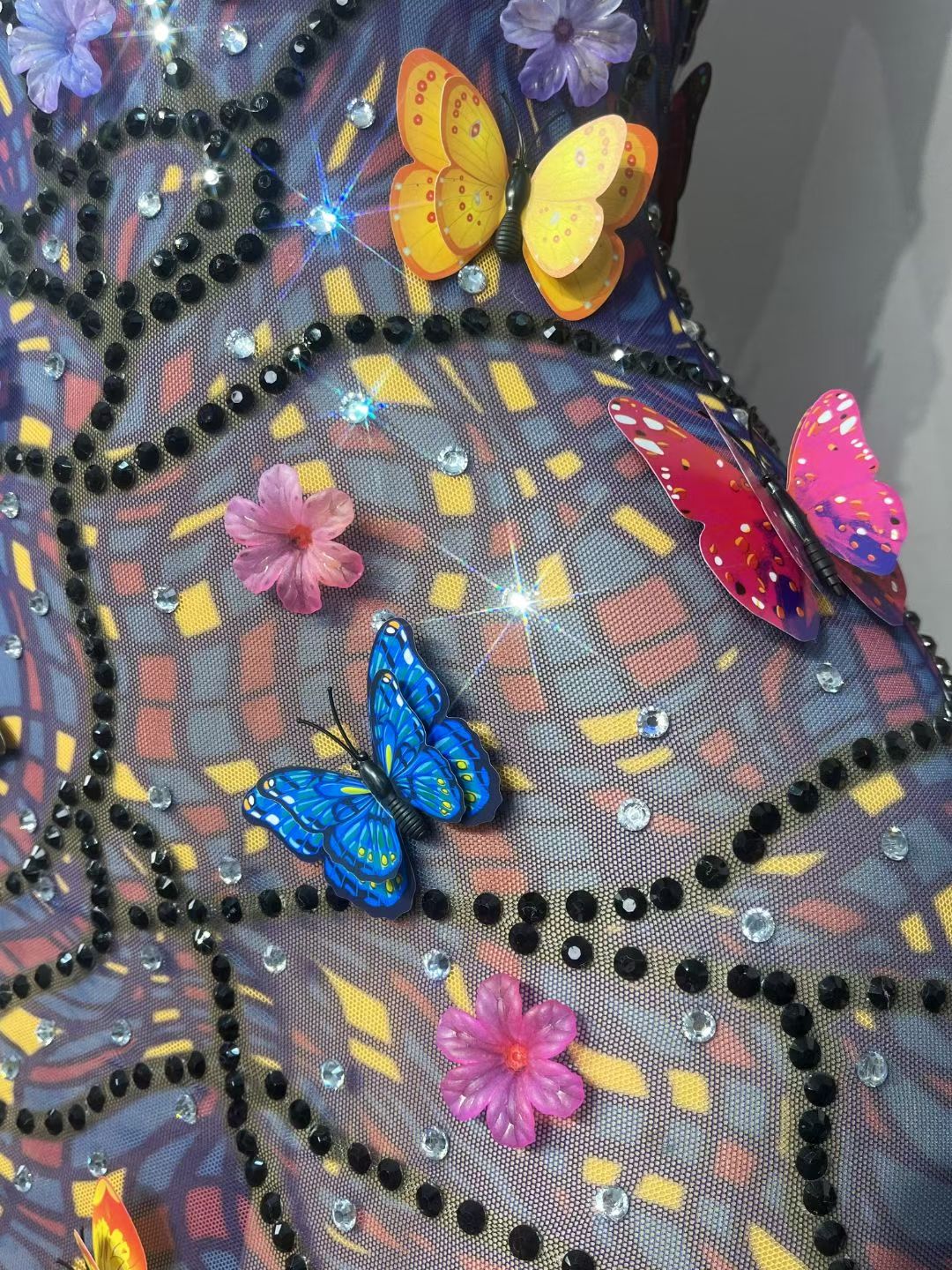 CELESINYI Huadie Crystal 3D Butterfly Halter Gown