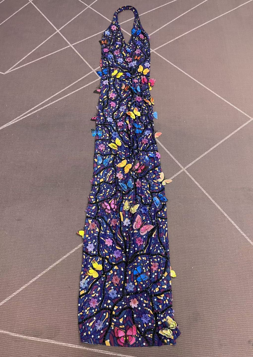 CELESINYI Huadie Crystal 3D Butterfly Halter Gown