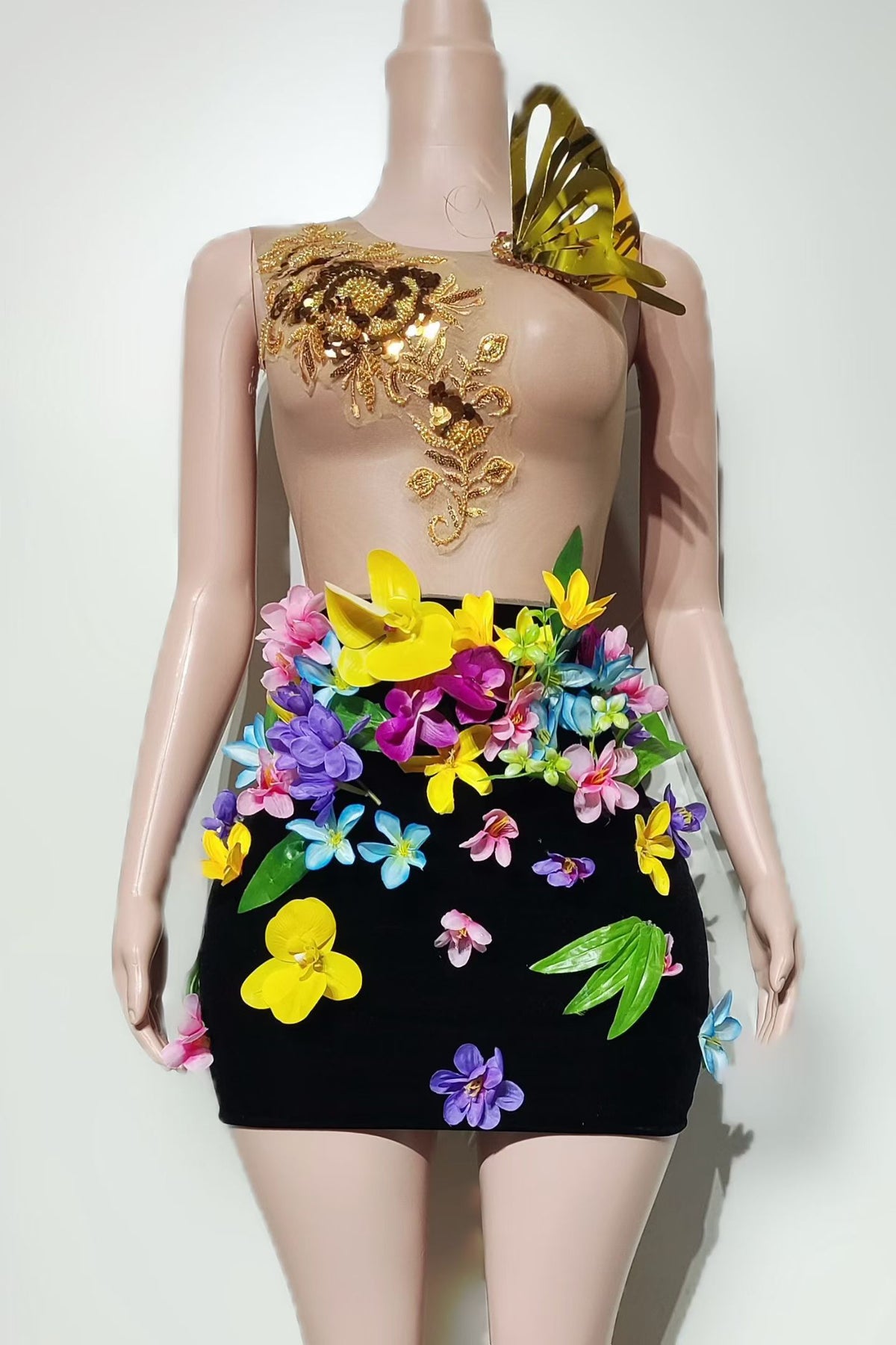 CELESINYI Dielianhua Crystal Gold Butterfly Two Piece Set