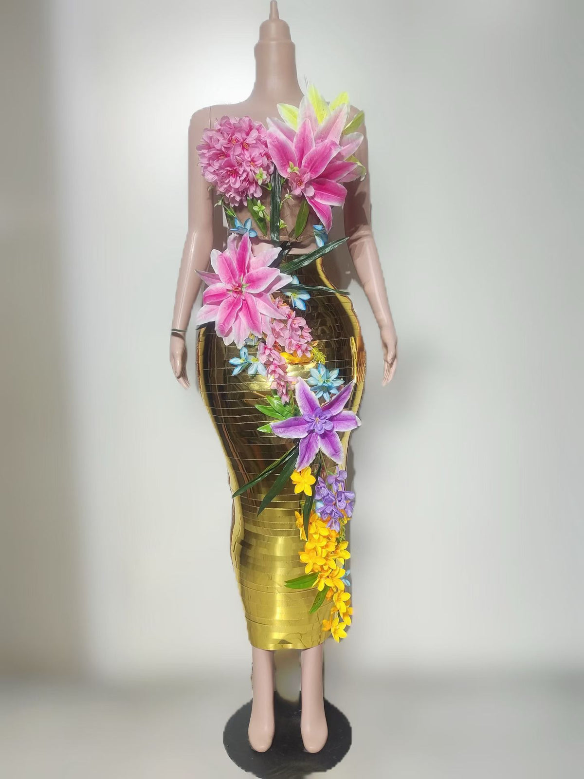 CELESINYI Diantihua Crystal 3D Flower Mermaid Gown