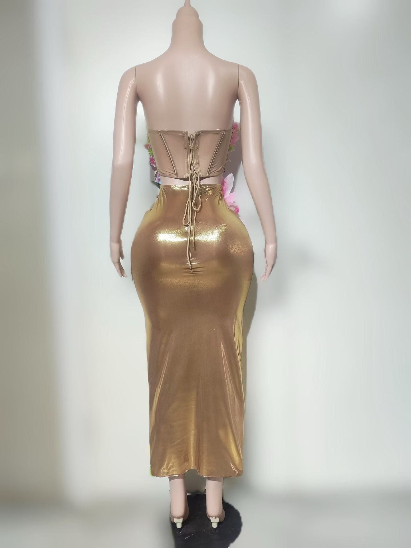 CELESINYI Diantihua Crystal 3D Flower Mermaid Gown