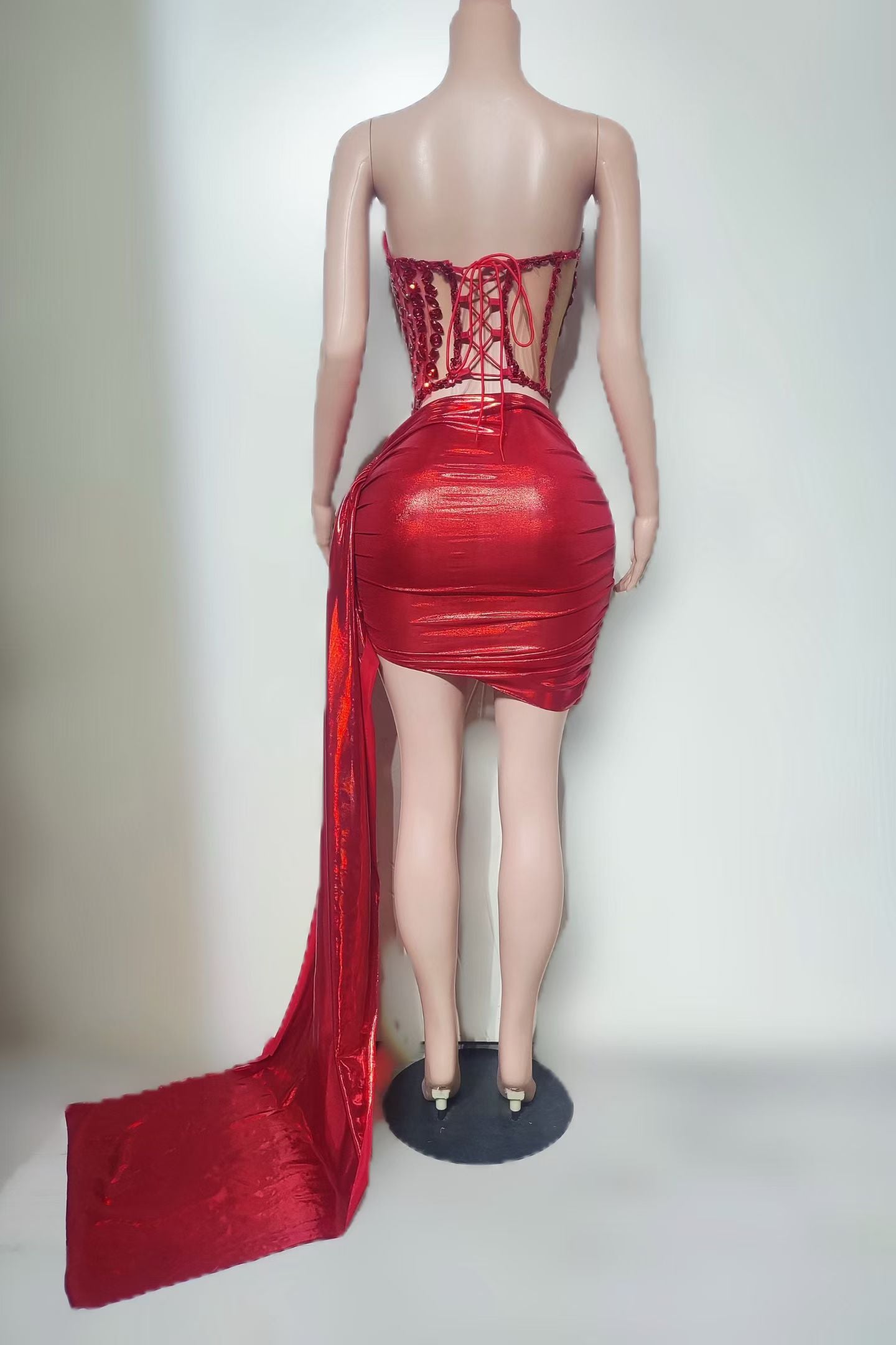 CELESINYI Feicuihong Crystal Ruby Red Two Piece Set