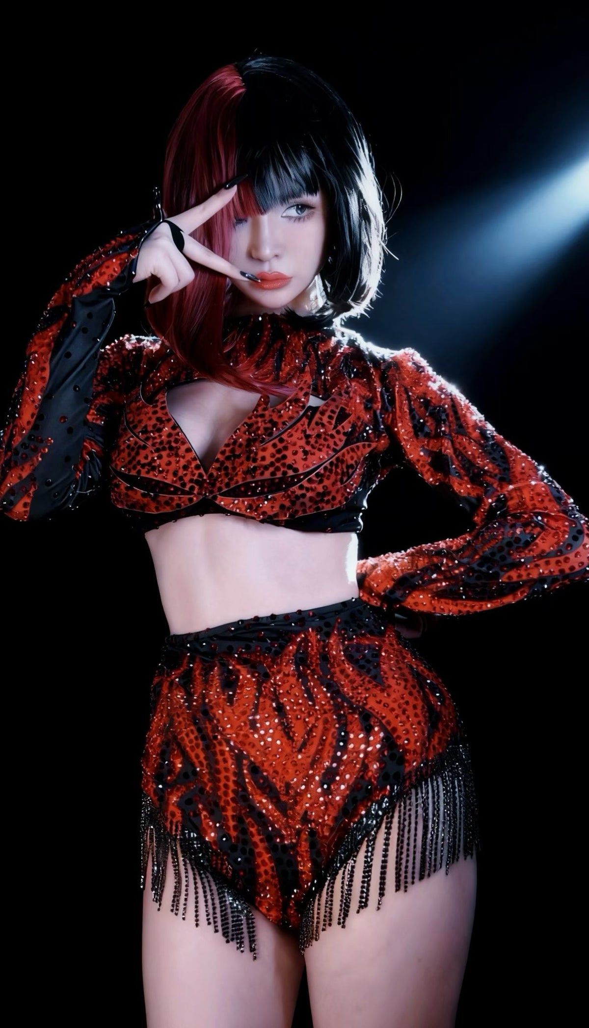 CELESINYI Hongyun Crystal Red Black Swirl Party Set