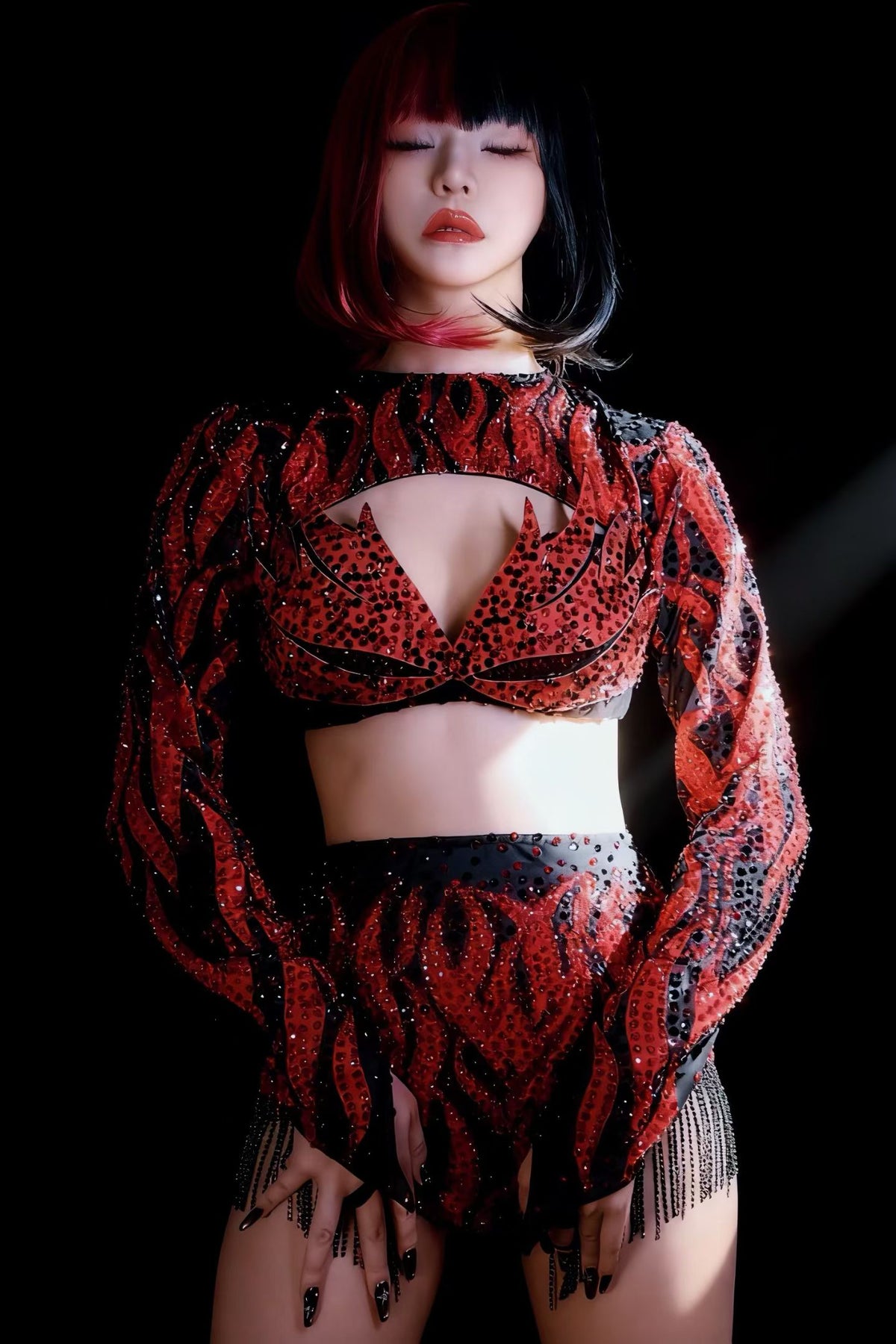CELESINYI Hongyun Crystal Red Black Swirl Party Set