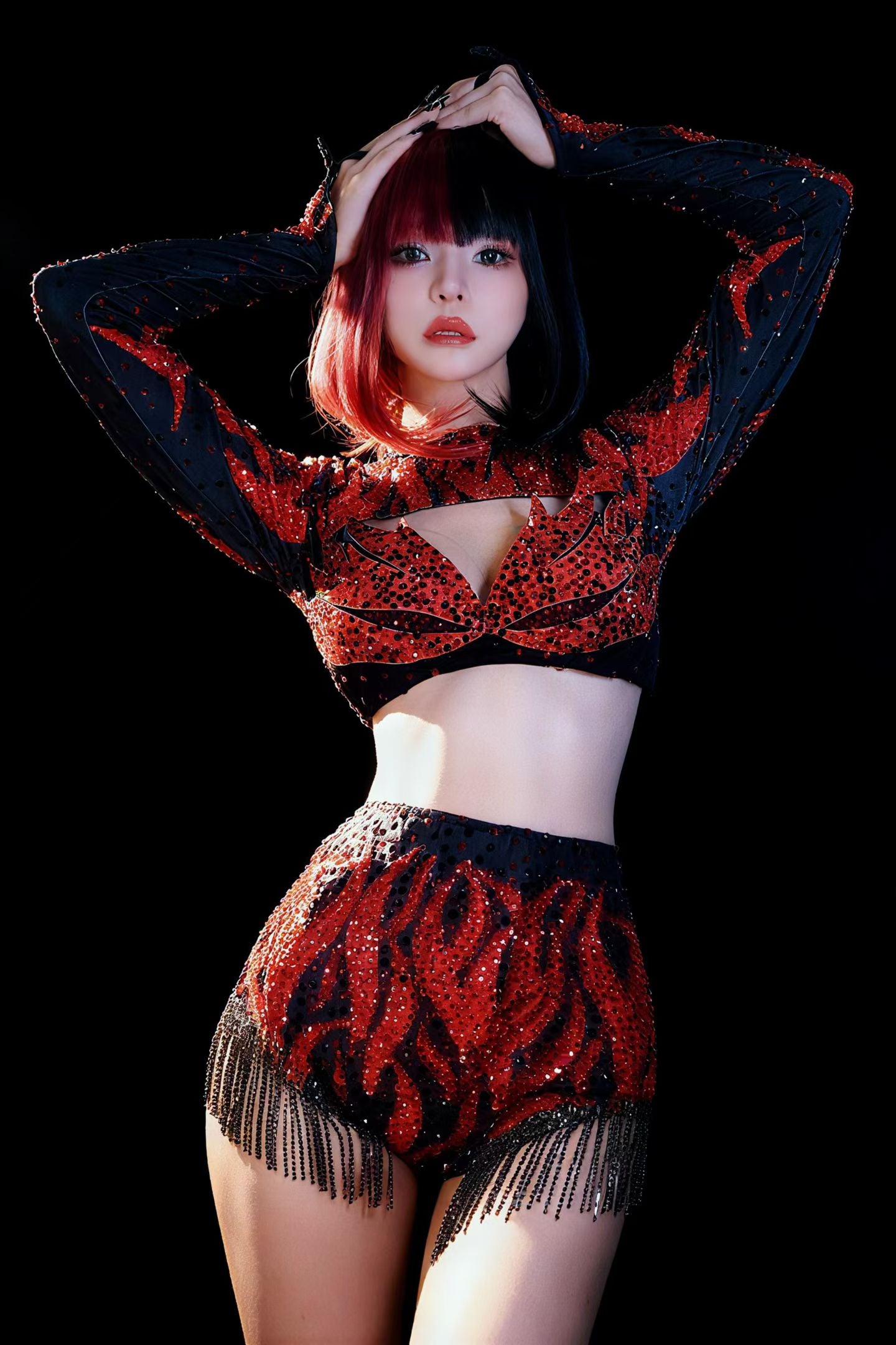 CELESINYI Hongyun Crystal Red Black Swirl Party Set