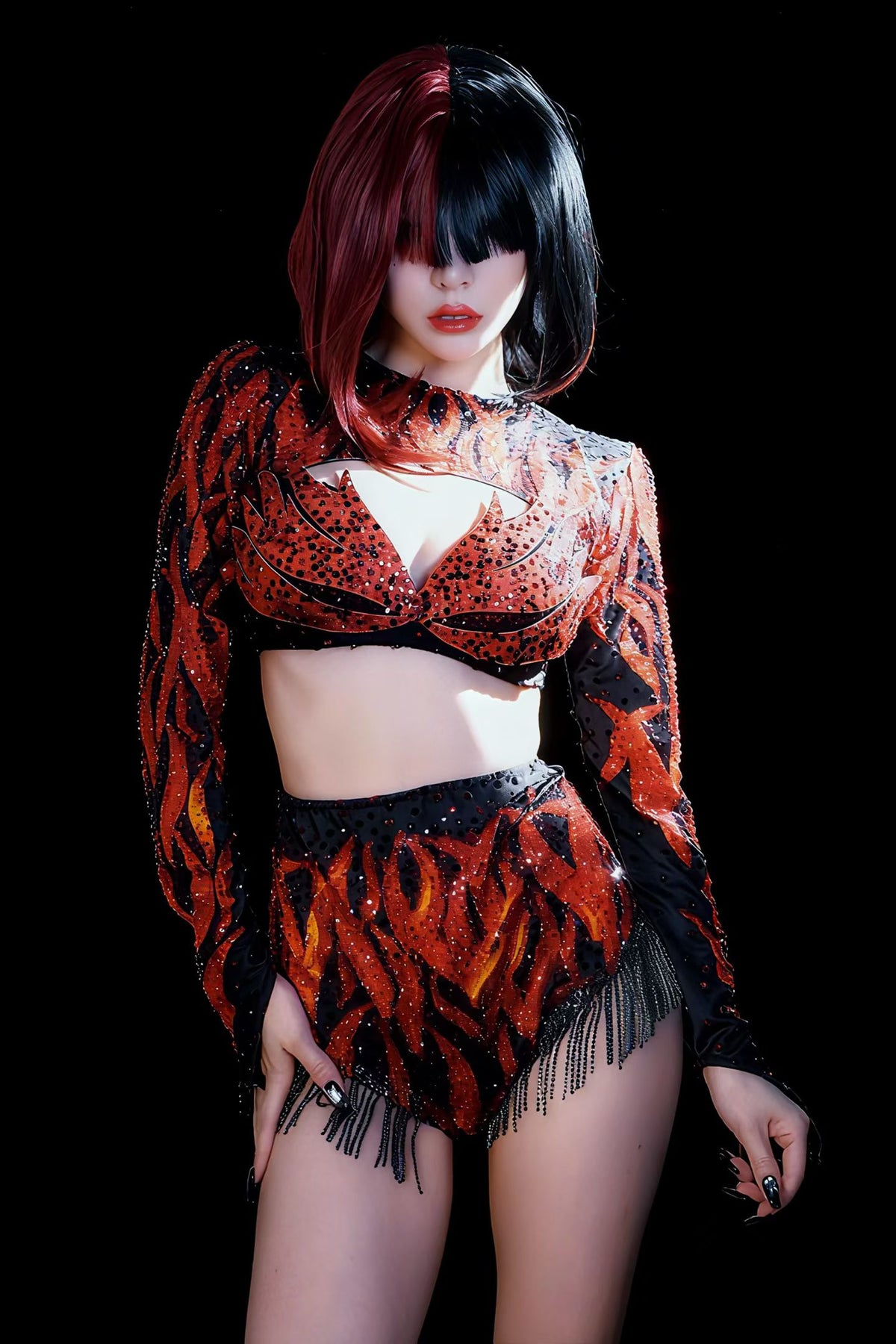 CELESINYI Hongyun Crystal Red Black Swirl Party Set