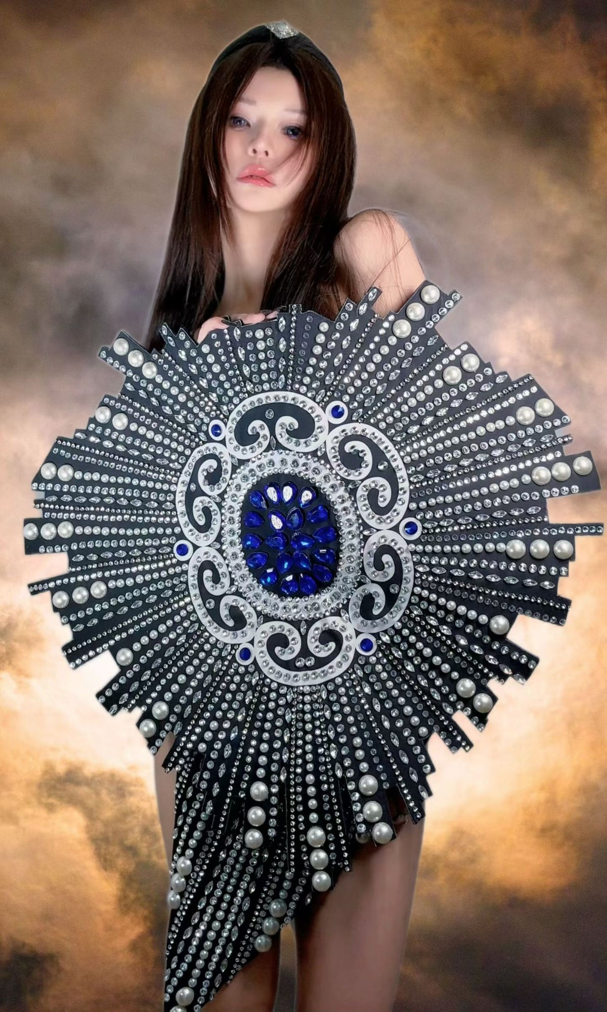 CELESINYI Feichuan Crystal Sunburst Pearl Stage Dress