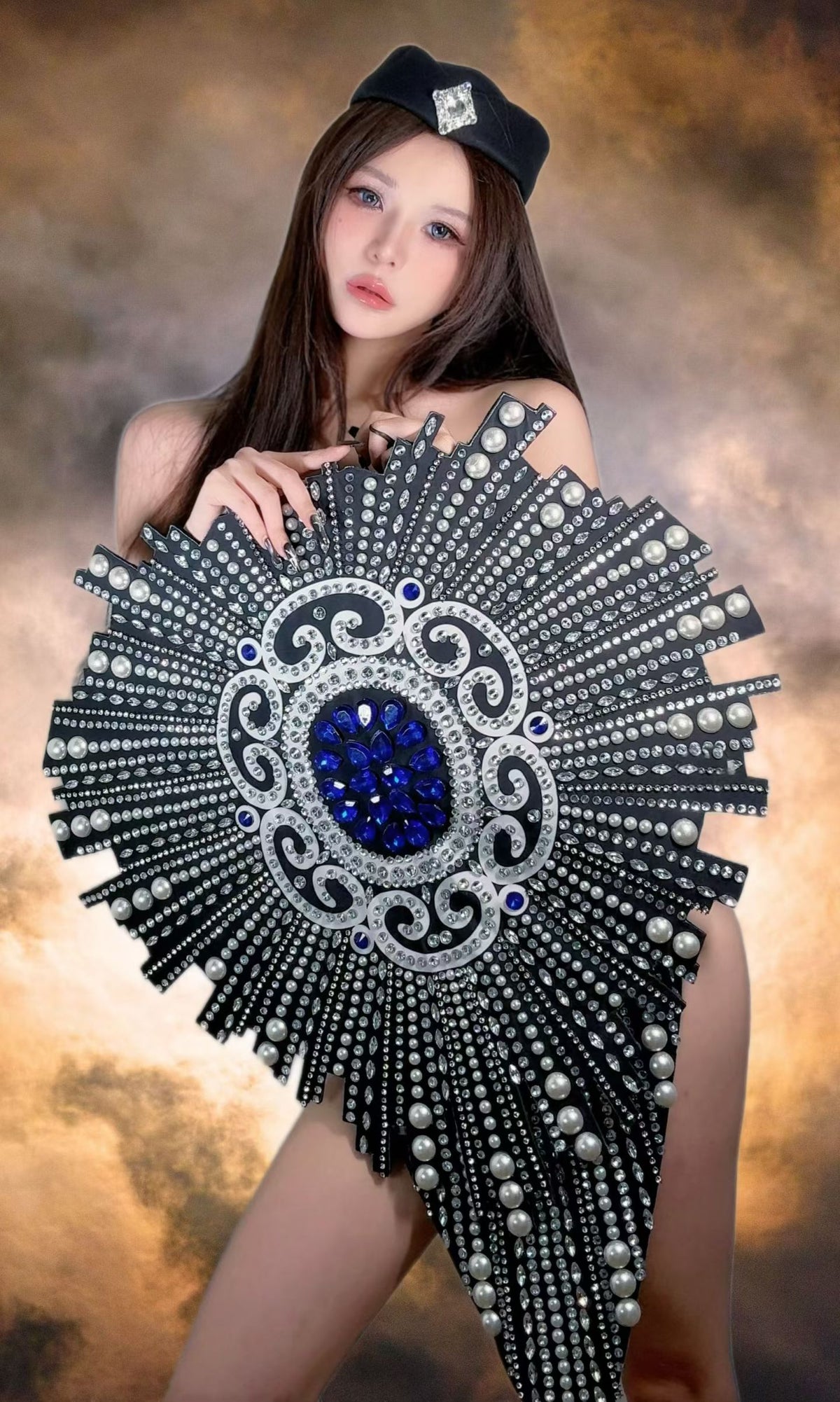 CELESINYI Feichuan Crystal Sunburst Pearl Stage Dress