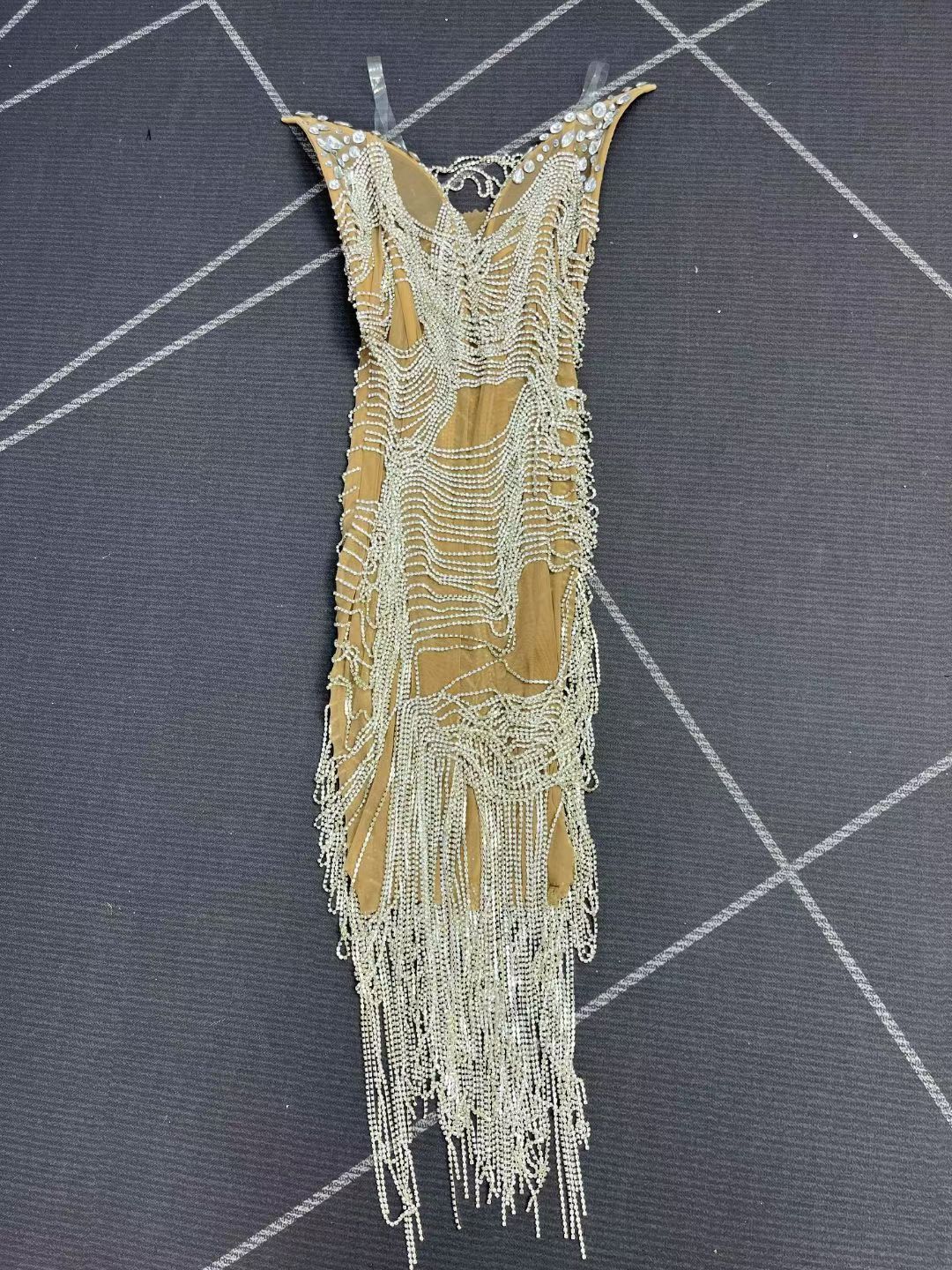 CELESINYI Weiba Crystal Chain Swag Mini Dress