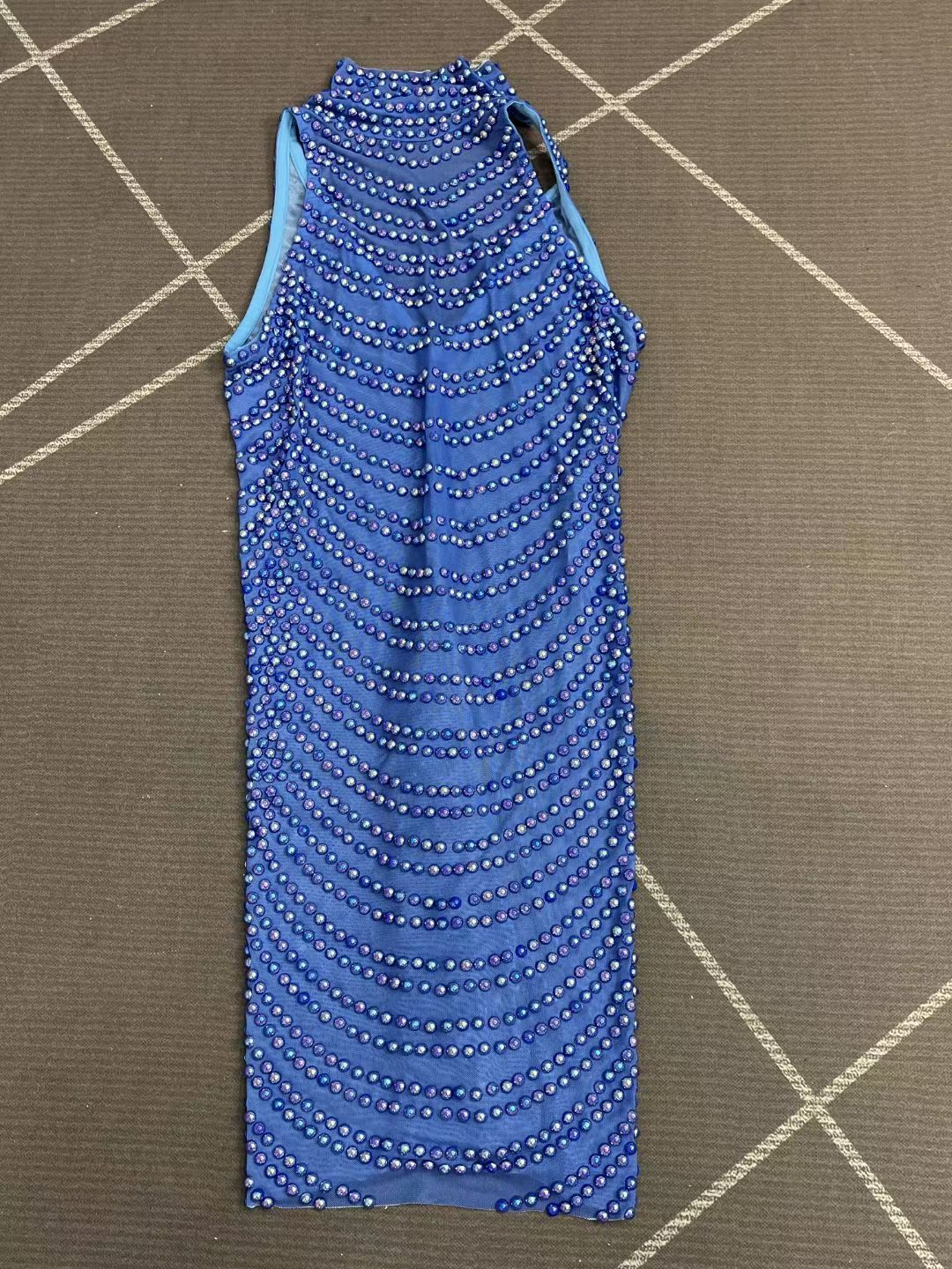 CELESINYI Qingkongwanli Crystal Royal Blue Mini Dress