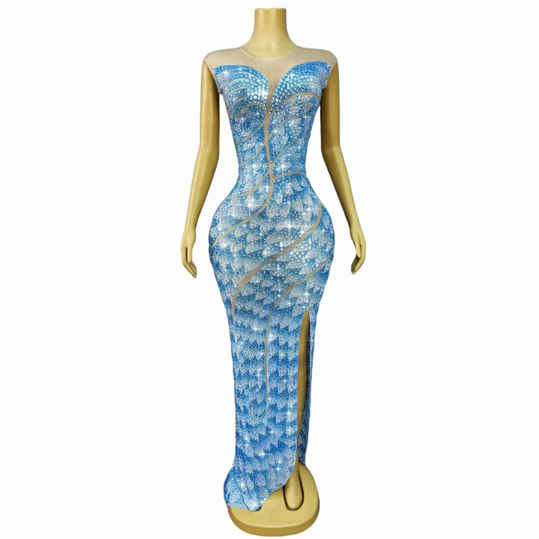 CELESINYI Linyun Crystal Scale Wave Gown