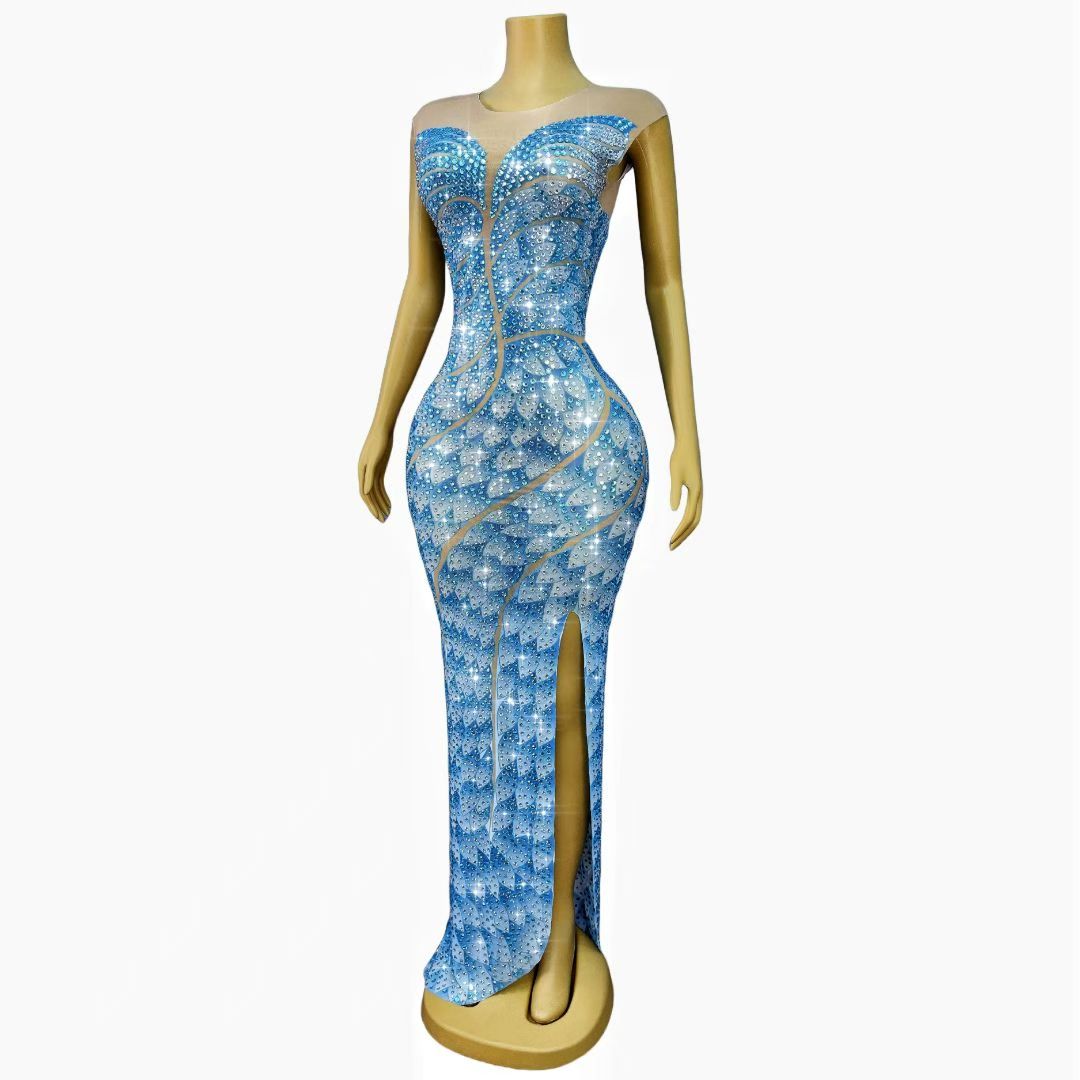 CELESINYI Linyun Crystal Scale Wave Gown