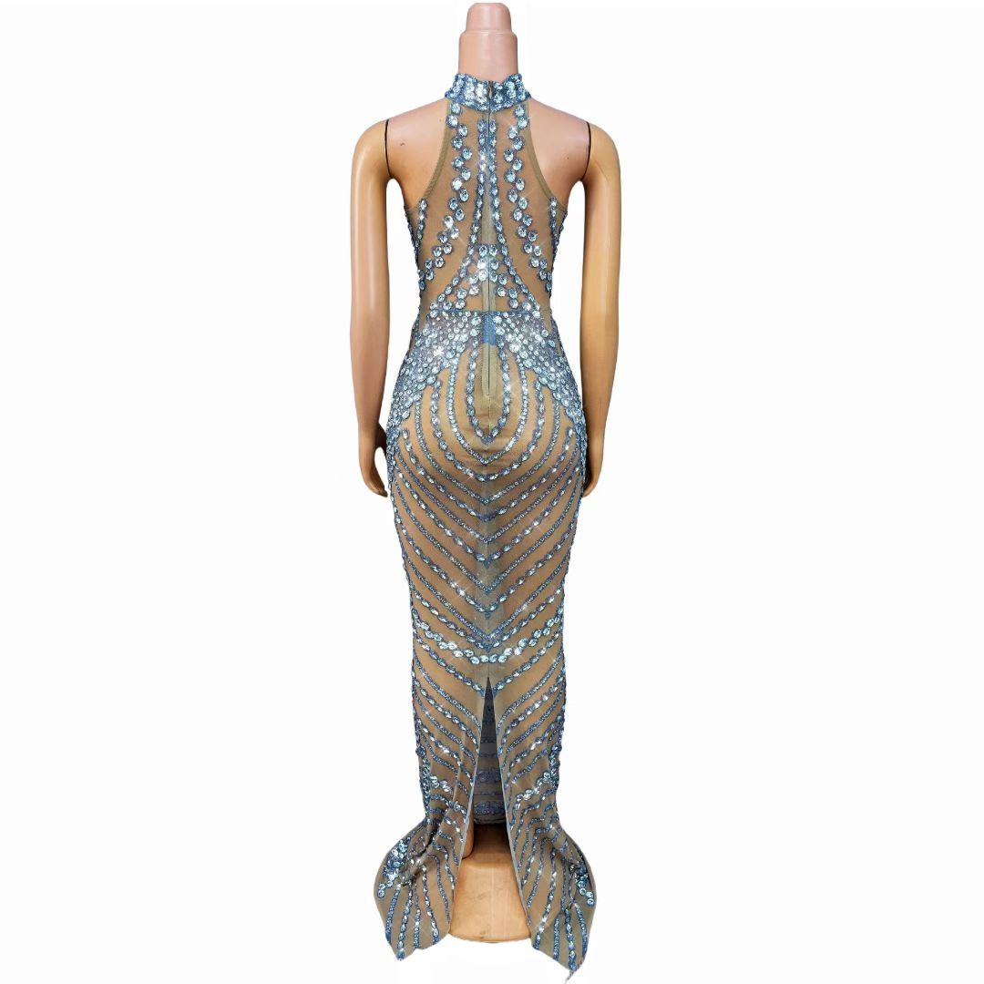 CELESINYI Lianxing Crystal Keyhole Choker Gown