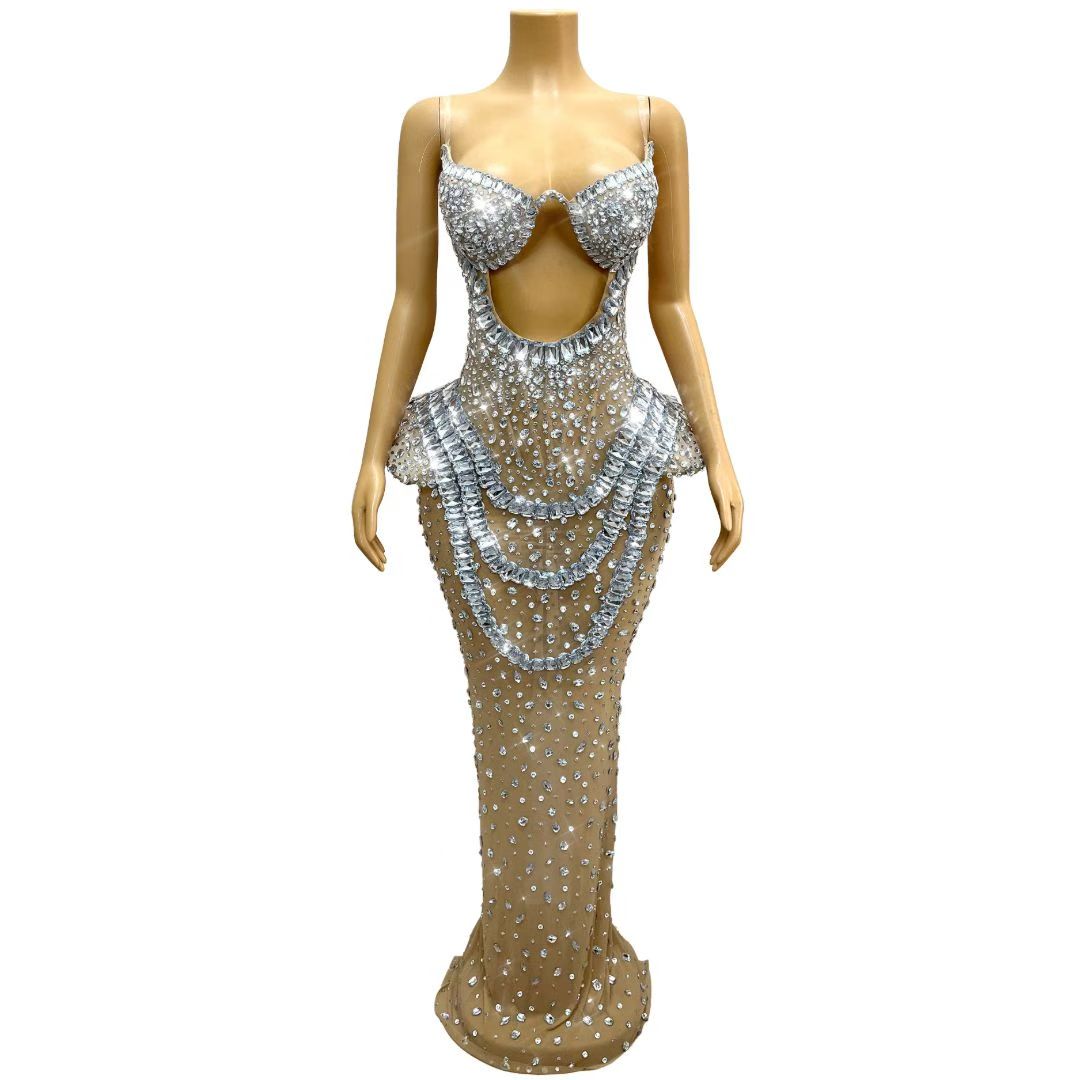 CELESINYI Geseguan Crystal Full Stone Gown (Light Nude)