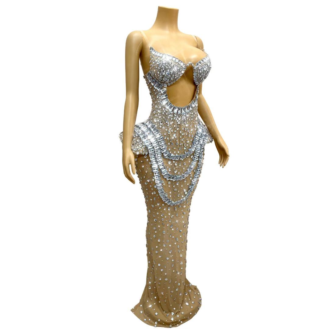 CELESINYI Geseguan Crystal Full Stone Gown (Light Nude)