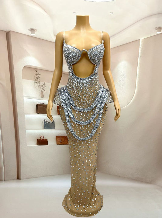 CELESINYI Geseguan Crystal Full Stone Gown (Light Nude)