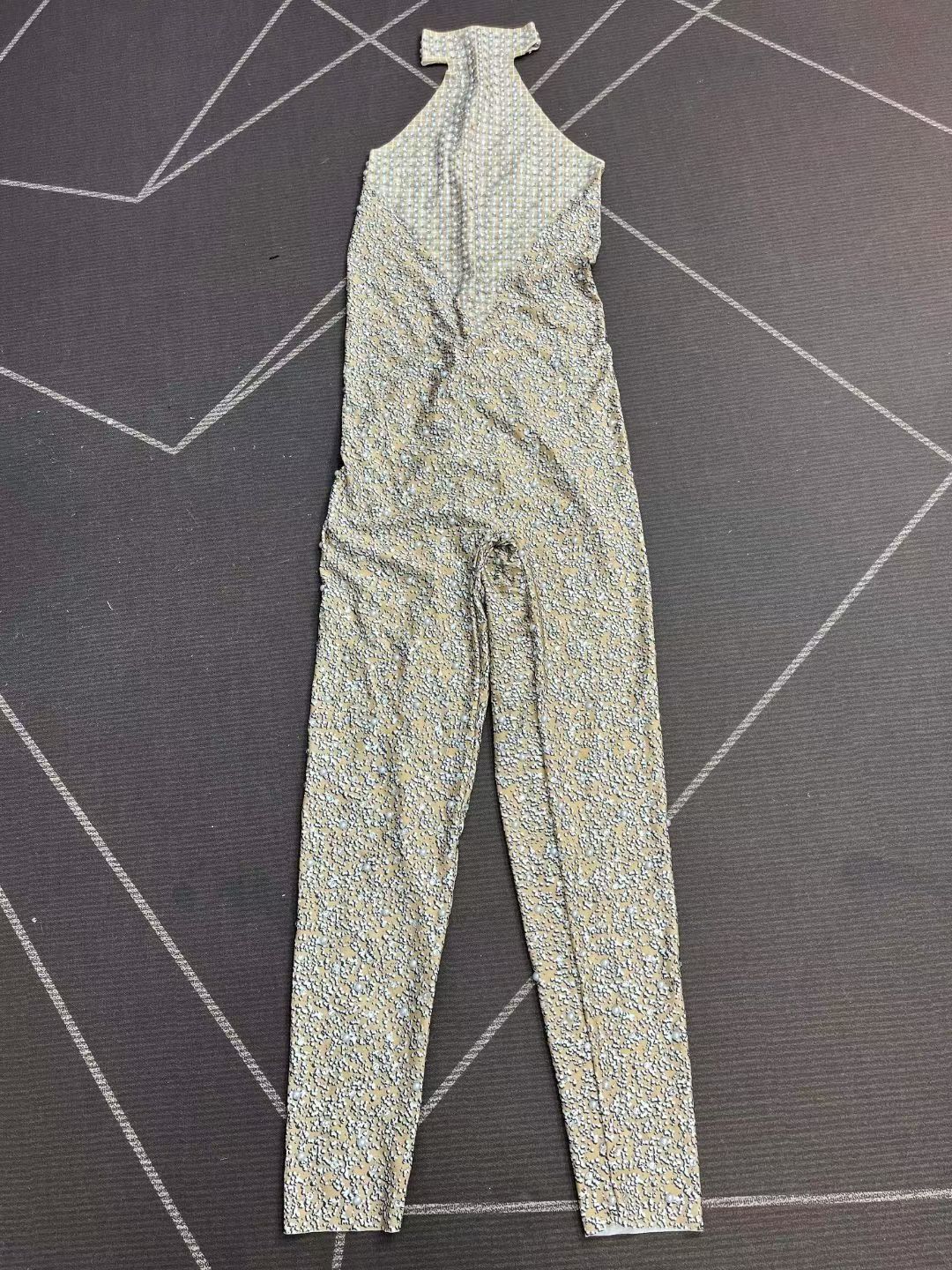 CELESINYI Jidian Crystal Pearl Grid Jumpsuit