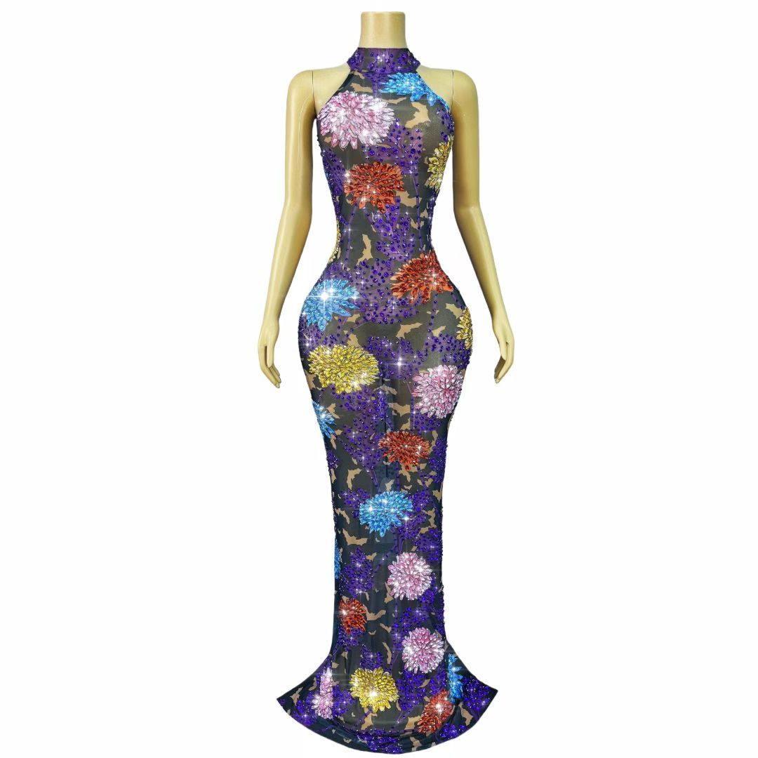 CELESINYI Yuhuaduo Crystal 3D Flower Camo Gown