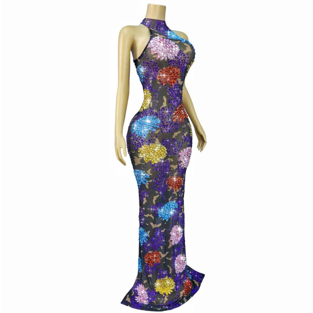 CELESINYI Yuhuaduo Crystal 3D Flower Camo Gown