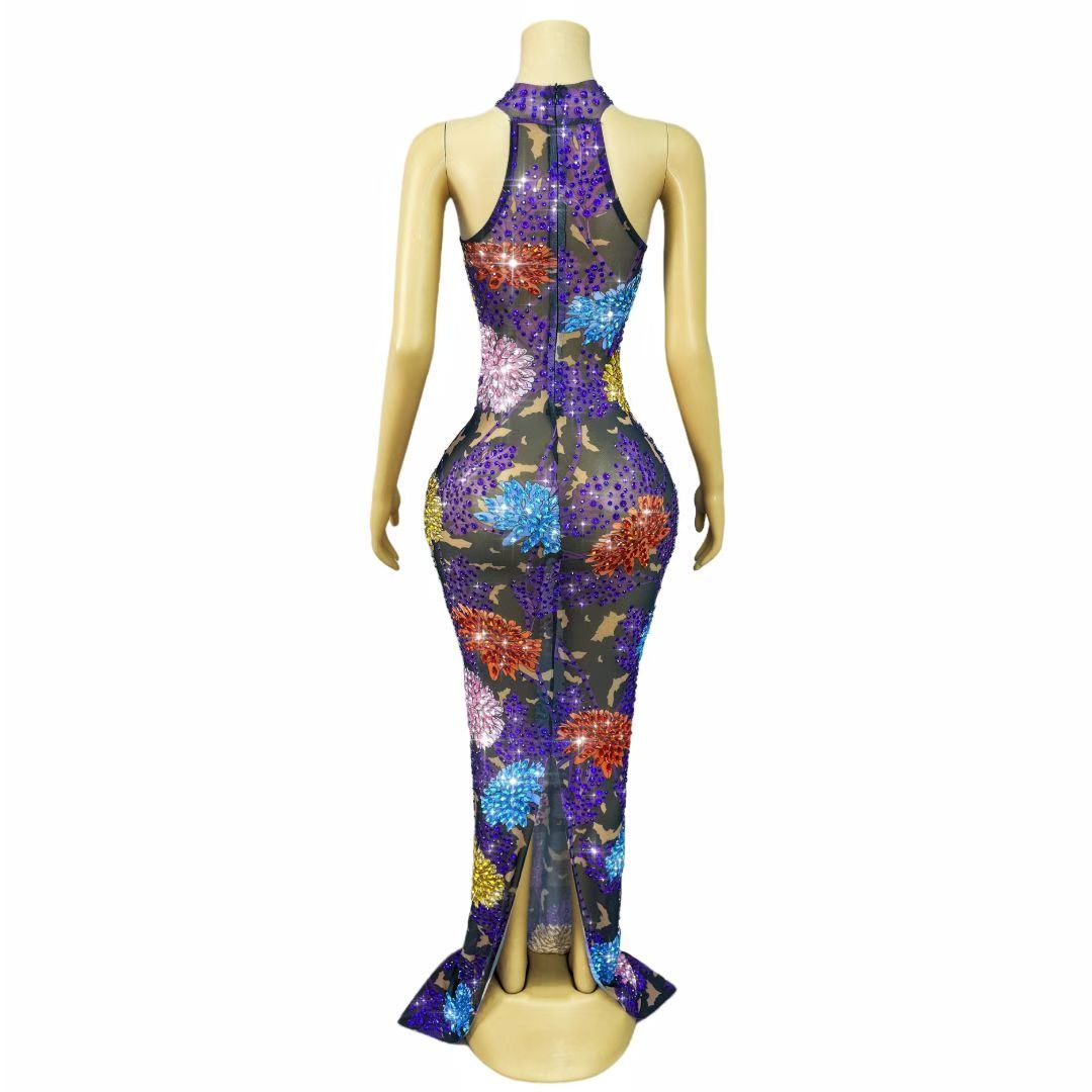 CELESINYI Yuhuaduo Crystal 3D Flower Camo Gown