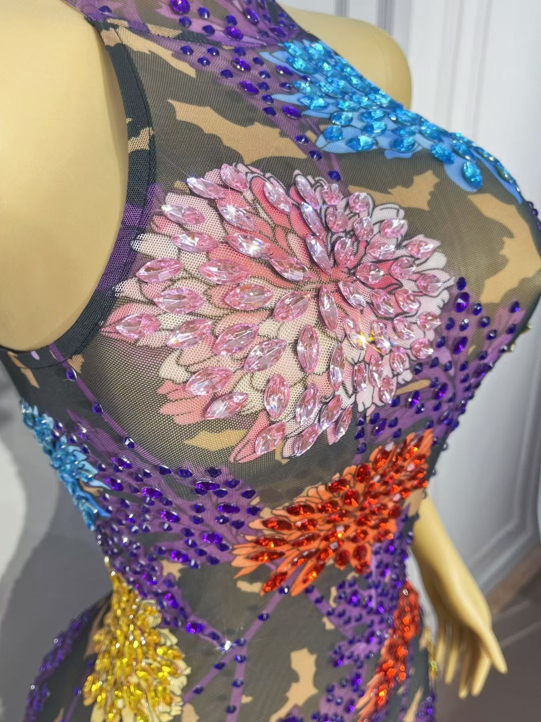 CELESINYI Yuhuaduo Crystal 3D Flower Camo Gown