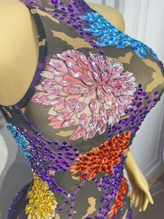 CELESINYI Yuhuaduo Crystal 3D Flower Camo Gown