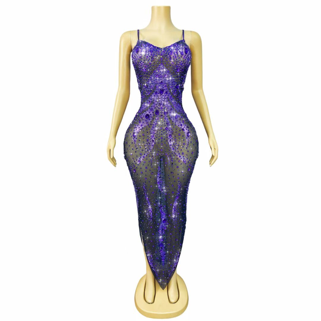 CELESINYI Yexiao Crystal Amethyst Flame Gown