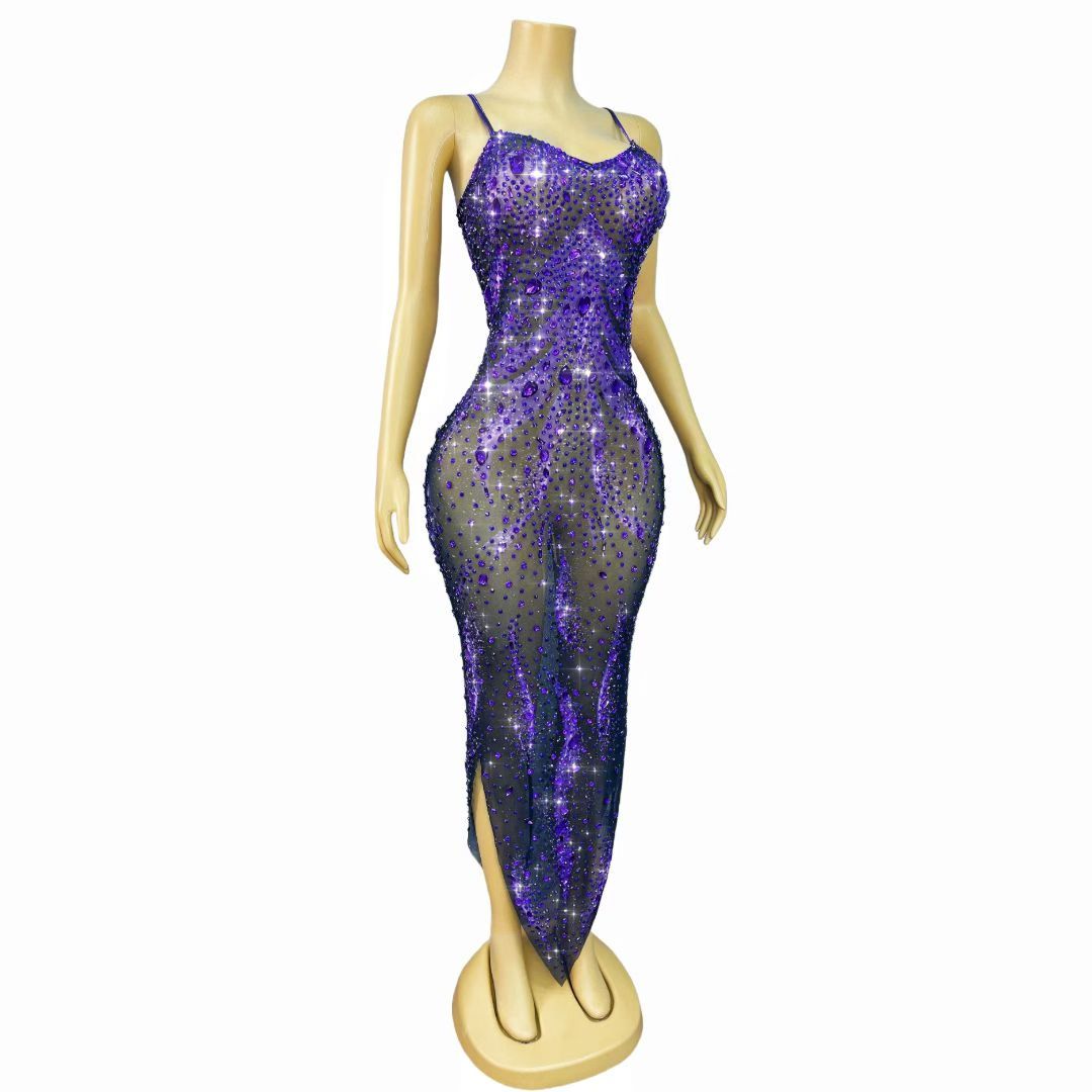 CELESINYI Yexiao Crystal Amethyst Flame Gown