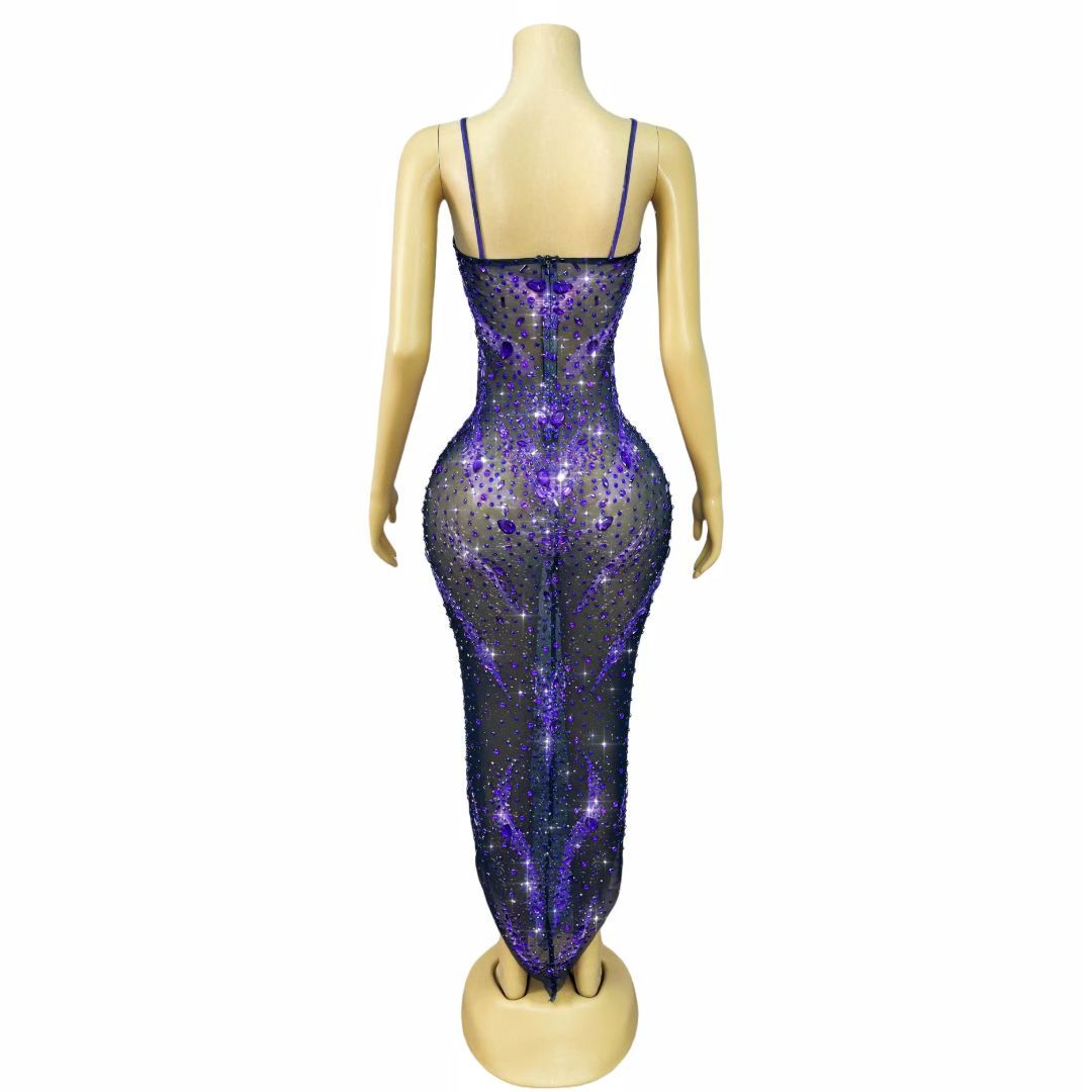 CELESINYI Yexiao Crystal Amethyst Flame Gown