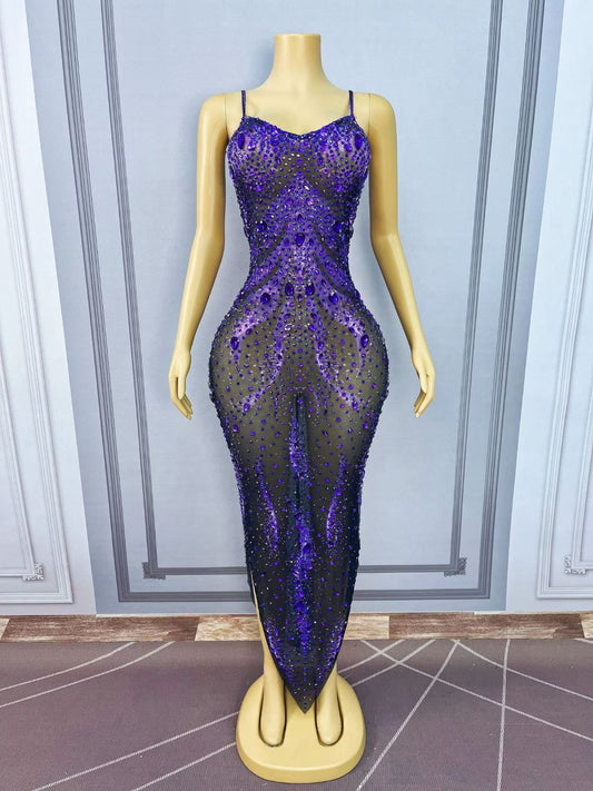 CELESINYI Yexiao Crystal Amethyst Flame Gown
