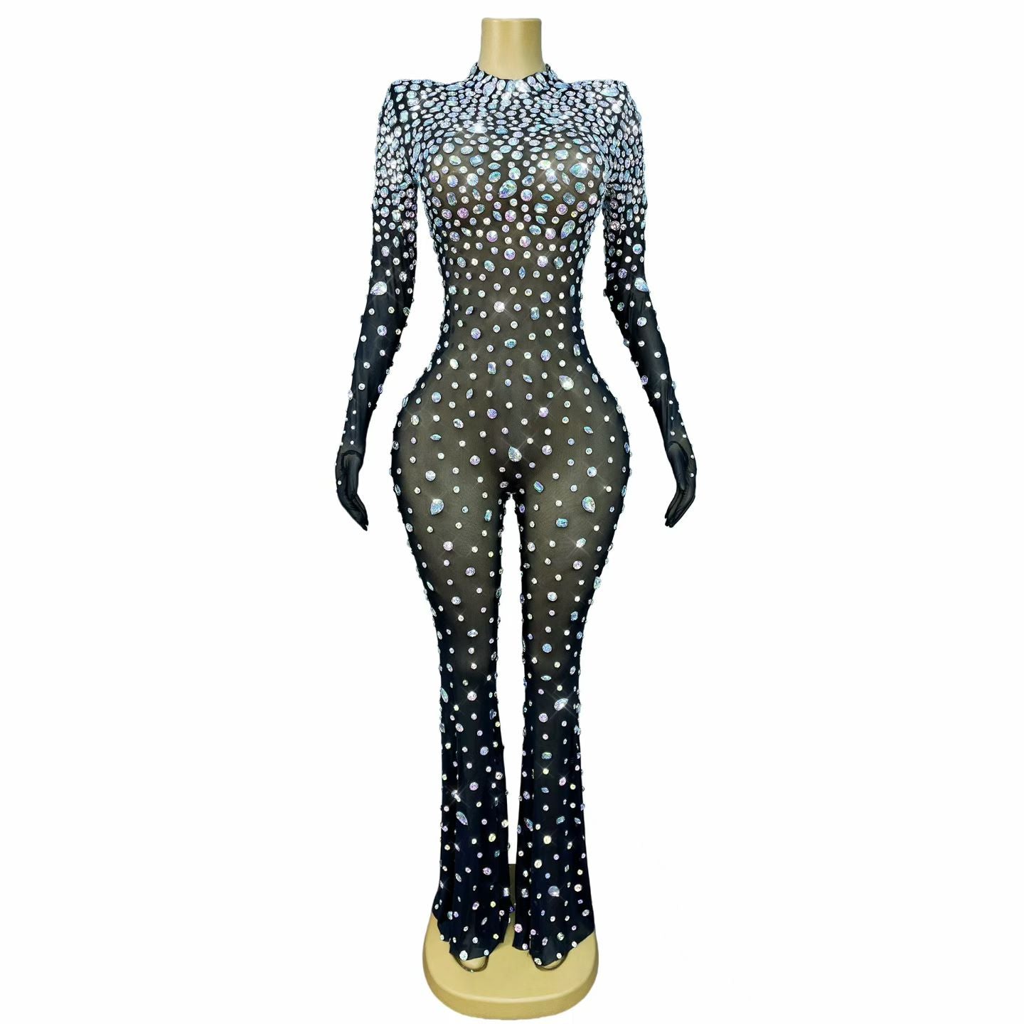 CELESINYI Dashuijing Crystal Bell-Bottom Catsuit