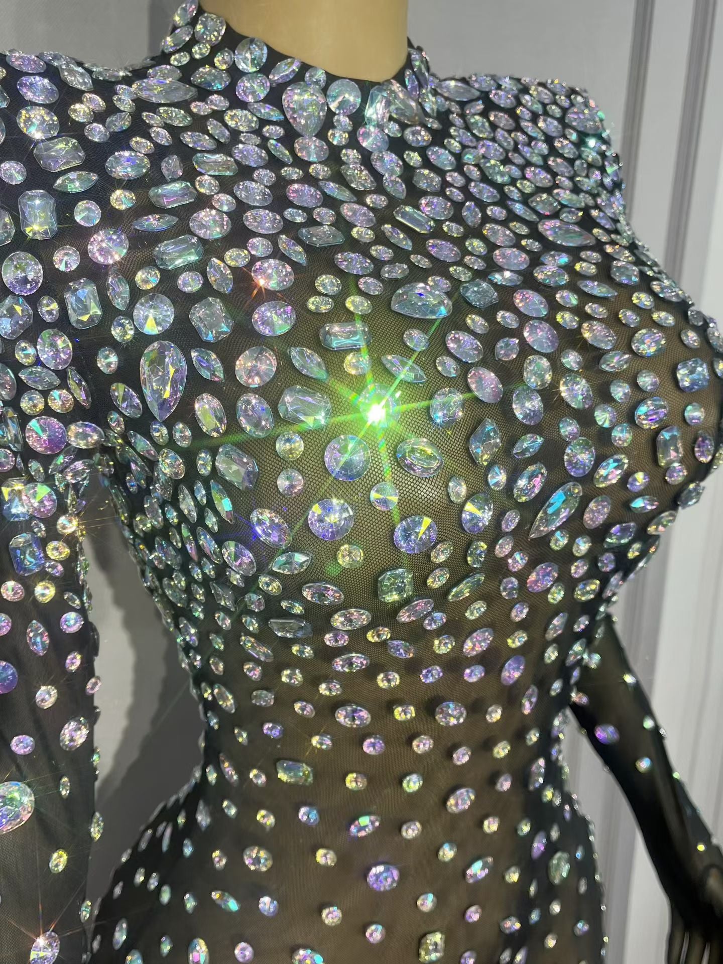CELESINYI Dashuijing Crystal Bell-Bottom Catsuit