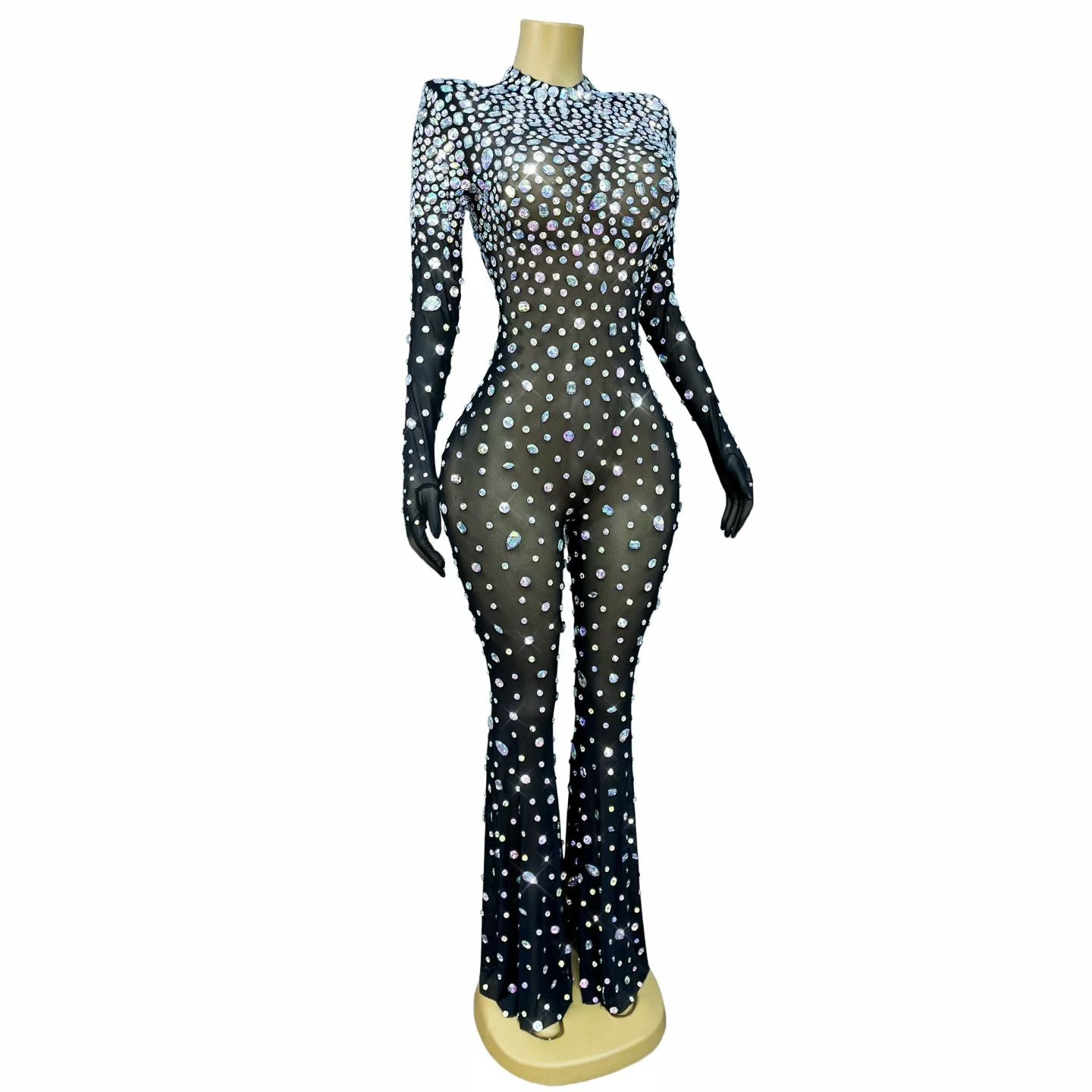 CELESINYI Dashuijing Crystal Bell-Bottom Catsuit