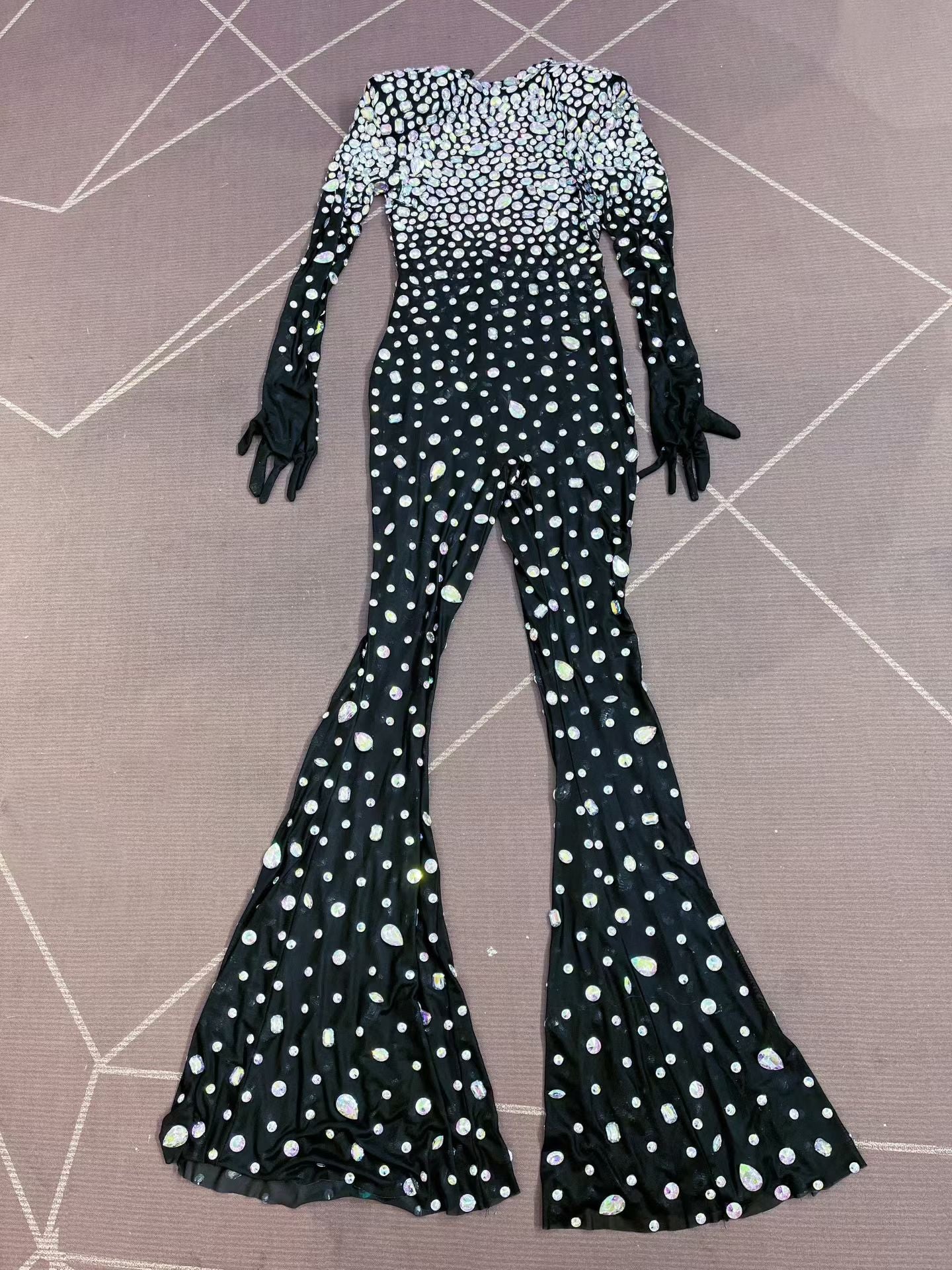 CELESINYI Dashuijing Crystal Bell-Bottom Catsuit