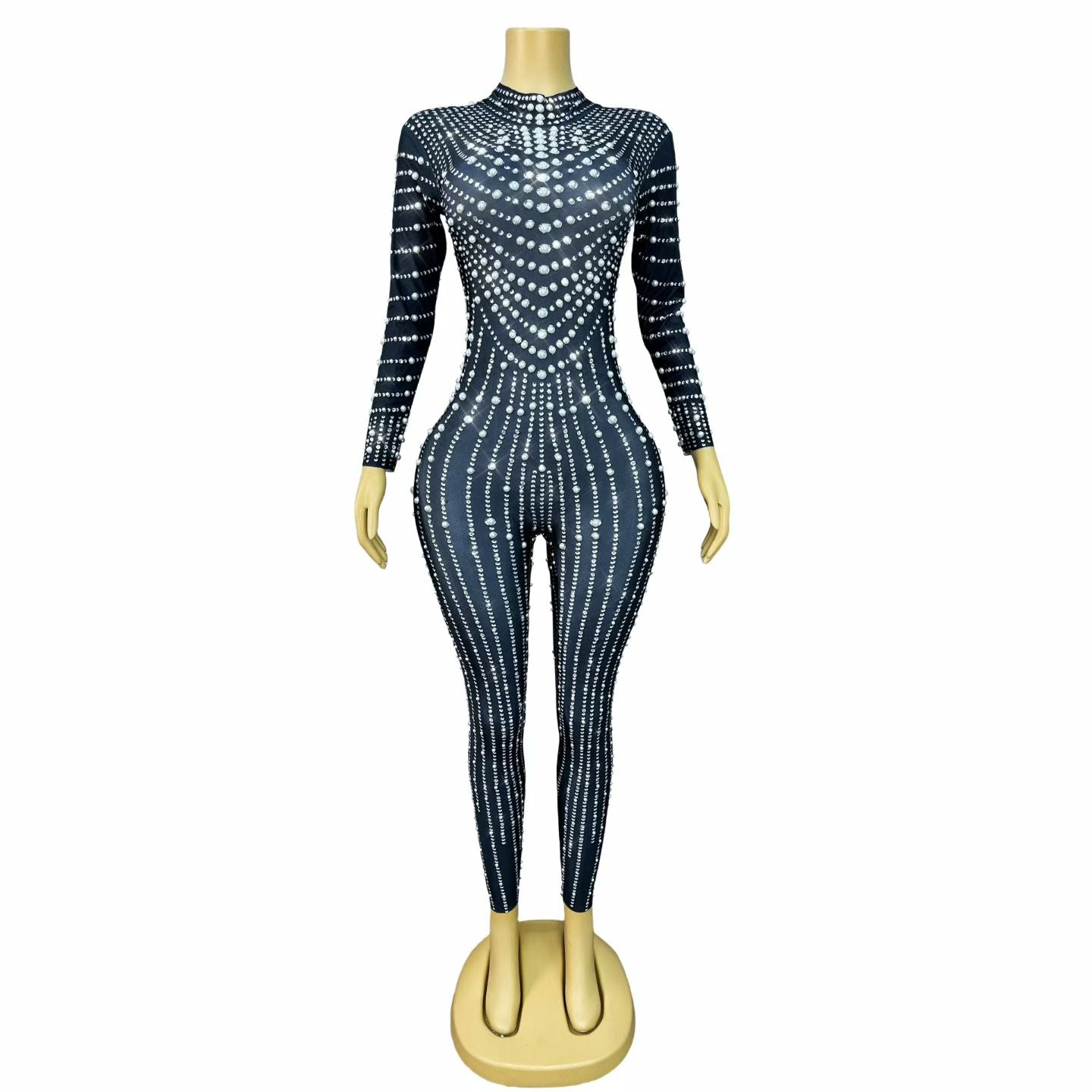 CELESINYI Heizhenzhu Crystal Black Pearl Catsuit