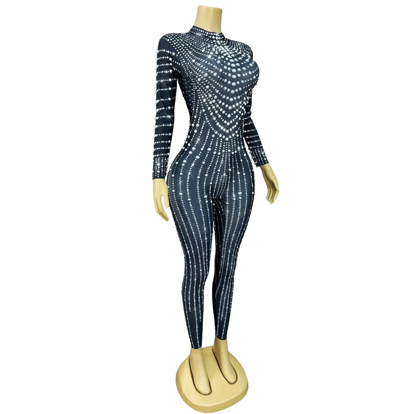 CELESINYI Heizhenzhu Crystal Black Pearl Catsuit
