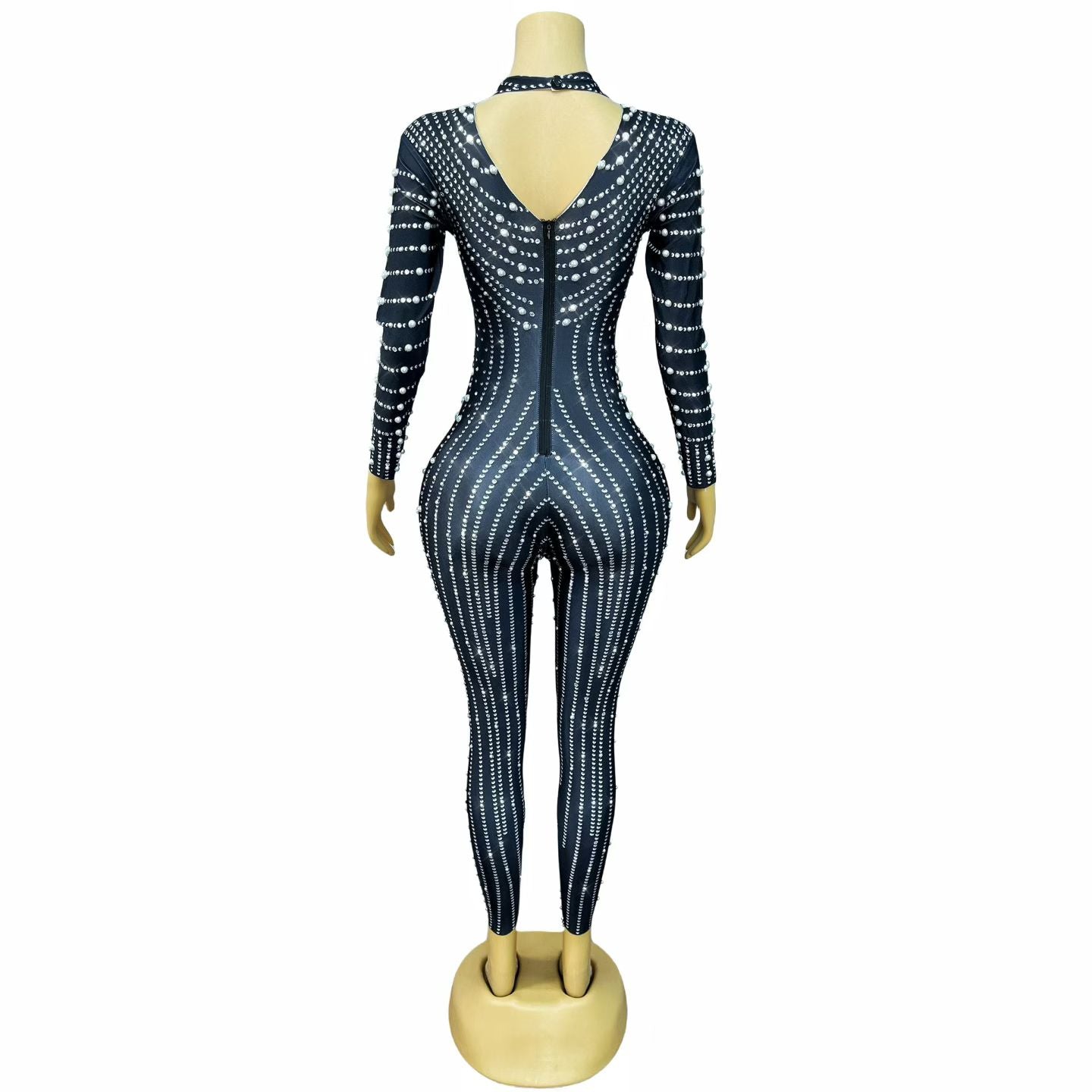 CELESINYI Heizhenzhu Crystal Black Pearl Catsuit