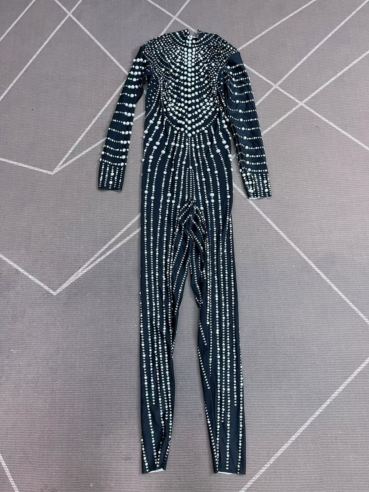 CELESINYI Heizhenzhu Crystal Black Pearl Catsuit
