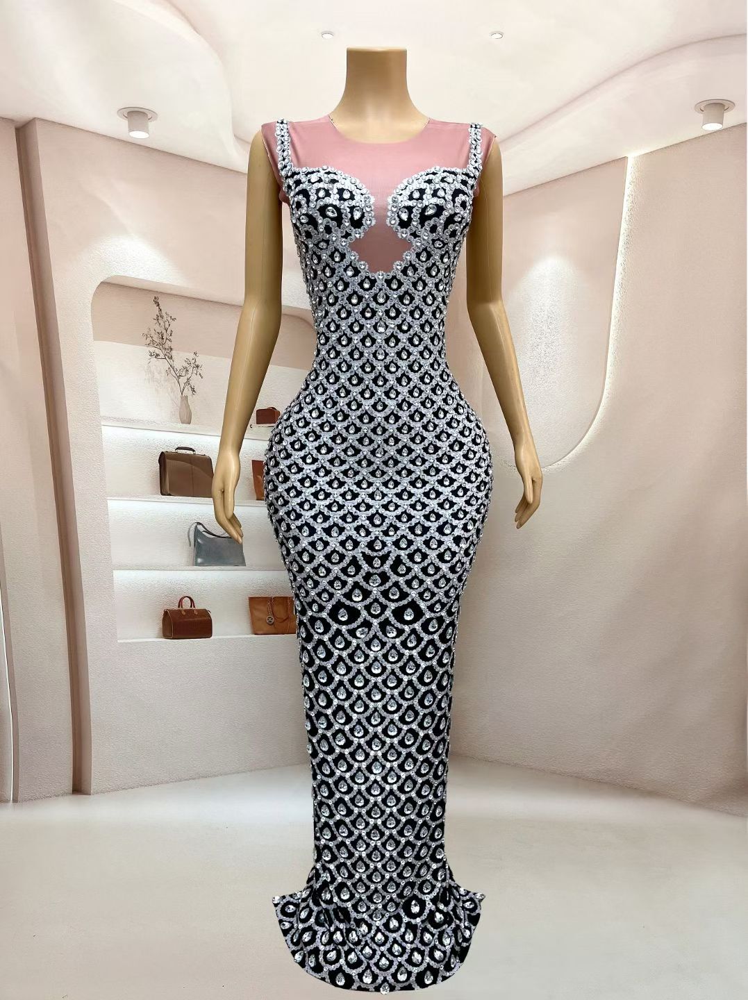 CELESINYI Yuquan Crystal Scale Mermaid Gown